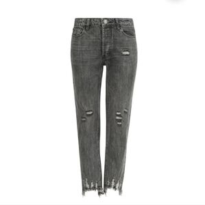 ONE TEASPOON Truckers Mid Rise Straight Leg Women's 26 Opium Grey Distressed